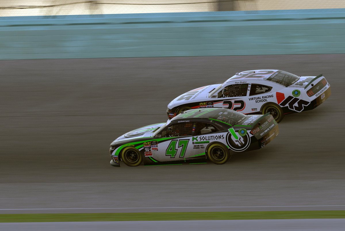 justinmelillo's tweet photo. For a moment, @lyonschoice had a nose over @bryanblack33, but Blackford held off the charge and continues to lead with 16 laps completed.
#eNASCAR @iRacing #eNiPS https://t.co/eJUZAWPdXi