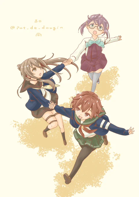 今回は、お休みの3人でメガネを買いに行く図です(*'ω`*)
まだ深夜33時なのでセーフって事でお願いします!

#艦これ版深夜の真剣お絵描き60分一本勝負
#艦これ版真剣お絵描き60分一本勝負_20191217
#睦月 #文月 #沖波 