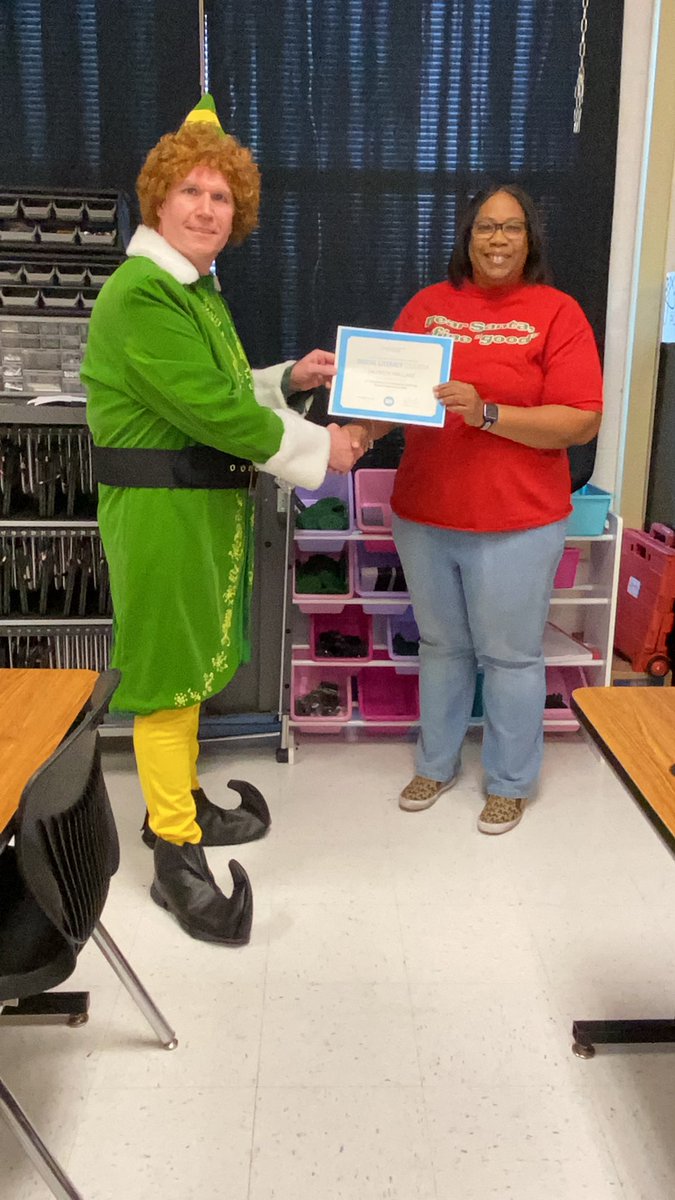 eisd_it's tweet photo. I know him...I know him! It was our annual read a loud for our ECC students and prize patrol for https://t.co/ZRkvTSJ91Z winners. It was such a joy spreading Christmas cheer and seeing the kids get so excited! #Elf #DetailsMatter #EdgewoodProud https://t.co/t8kOva3k1N