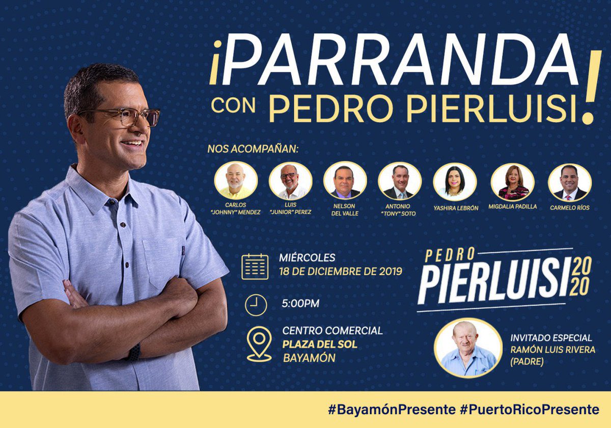 repjuniorperez's tweet photo. 🎄Bayamón esta de parranda con Pedro Pierluisi. ¡Te esperamos! #BayamonPresente #Capitaldelapalma https://t.co/msdzdr3ERJ