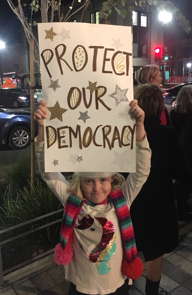 alissakmclean's tweet photo. This is what democracy looks like #IndivisibleEB #NotAboveTheLaw #ImpeachmentEve https://t.co/hzkKsWL9WI