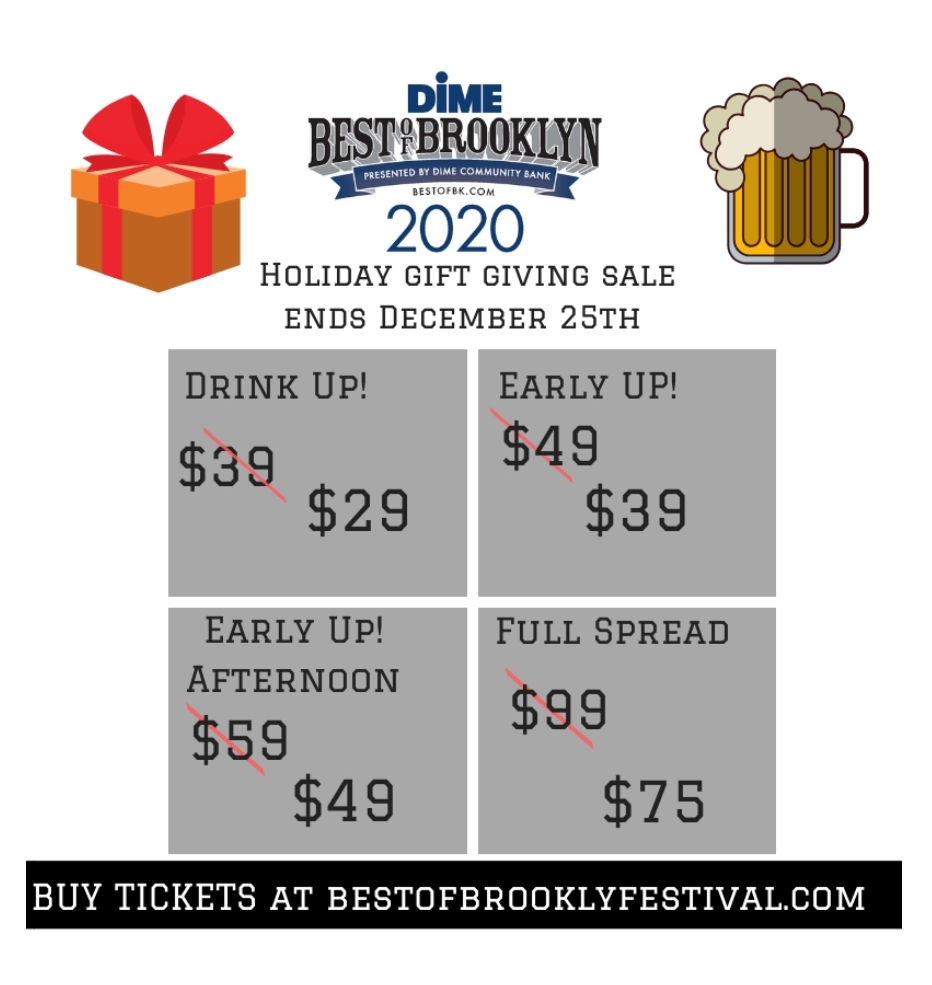 licflea's tweet image. Give the gift of BEER this season 🍻 The DIME Best of Brooklyn Food &amp;amp; Beer Fest is back February 1st Grab tix at their lowest prices now!
BestOfBrooklynFestival.com