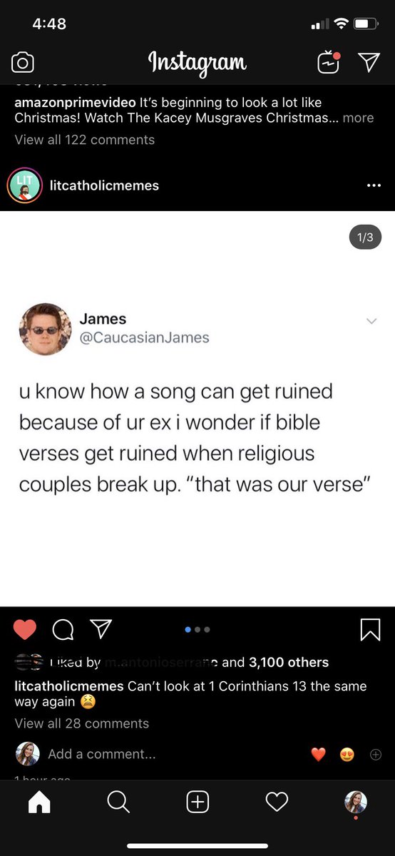 Daisychain99's tweet photo. @CaucasianJames I would like you to know your tweet was feat. On a catholic Instagram meme page . You’ve made it https://t.co/o2bL2YhlK6