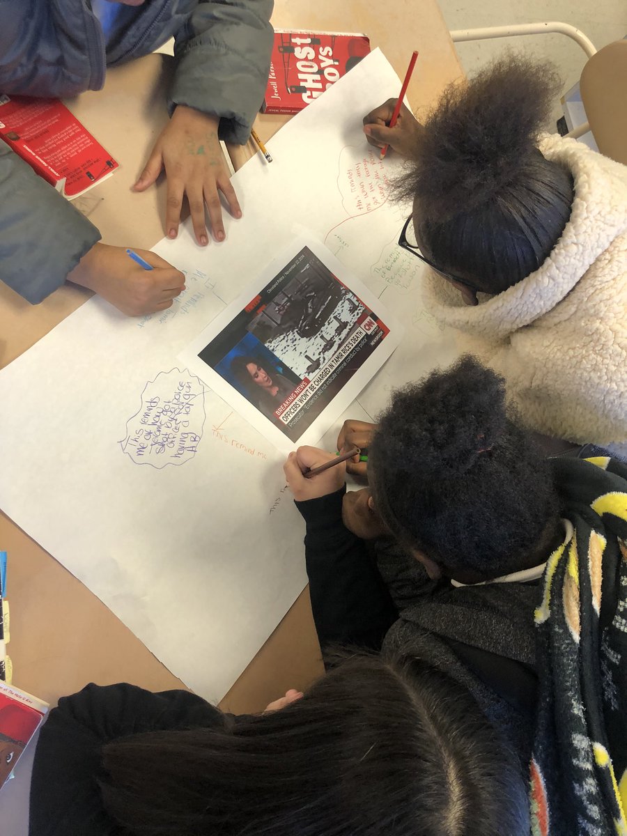 second-to-last day of #GhostBoys book club had us analyzing author’s language and making connections through images. #WeRememberJerome #DayoftheDead #BlackLivesMatter