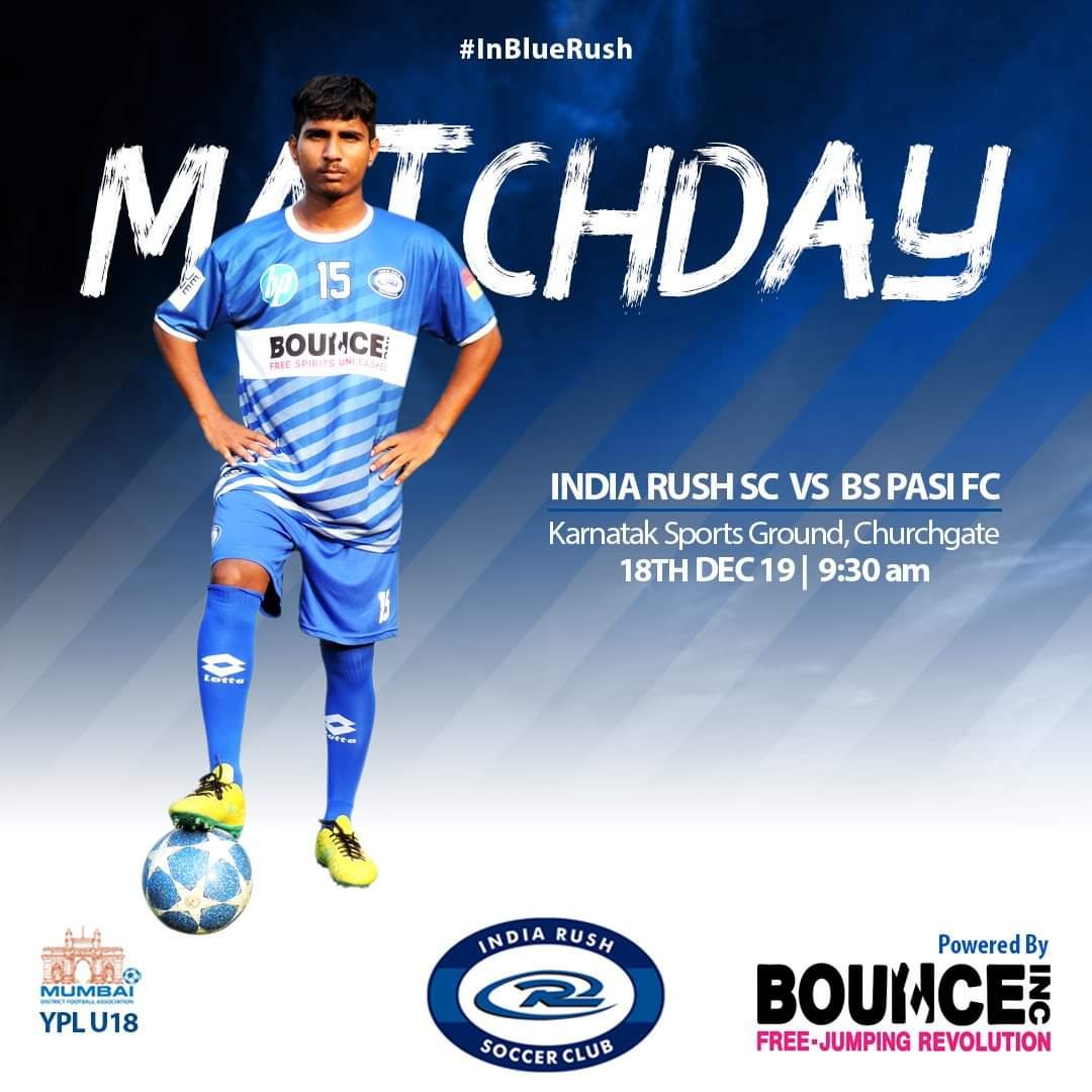 IndiaRushSC's tweet photo. The IRSC Boys set out with determined countenances to face their opponent BS Pasi FC. The battle begins 9.30 am
π£ IndiaRushSC β BS Pasi FC
π 18th Dec 2019
β° 9.30 am
π Karnatak Sports Ground, Churchgate
#IndiaRushSC #MDFAYPL #Football #InblueRush #MatchDay @BounceIncOz @HP https://t.co/rV8z4KN5se