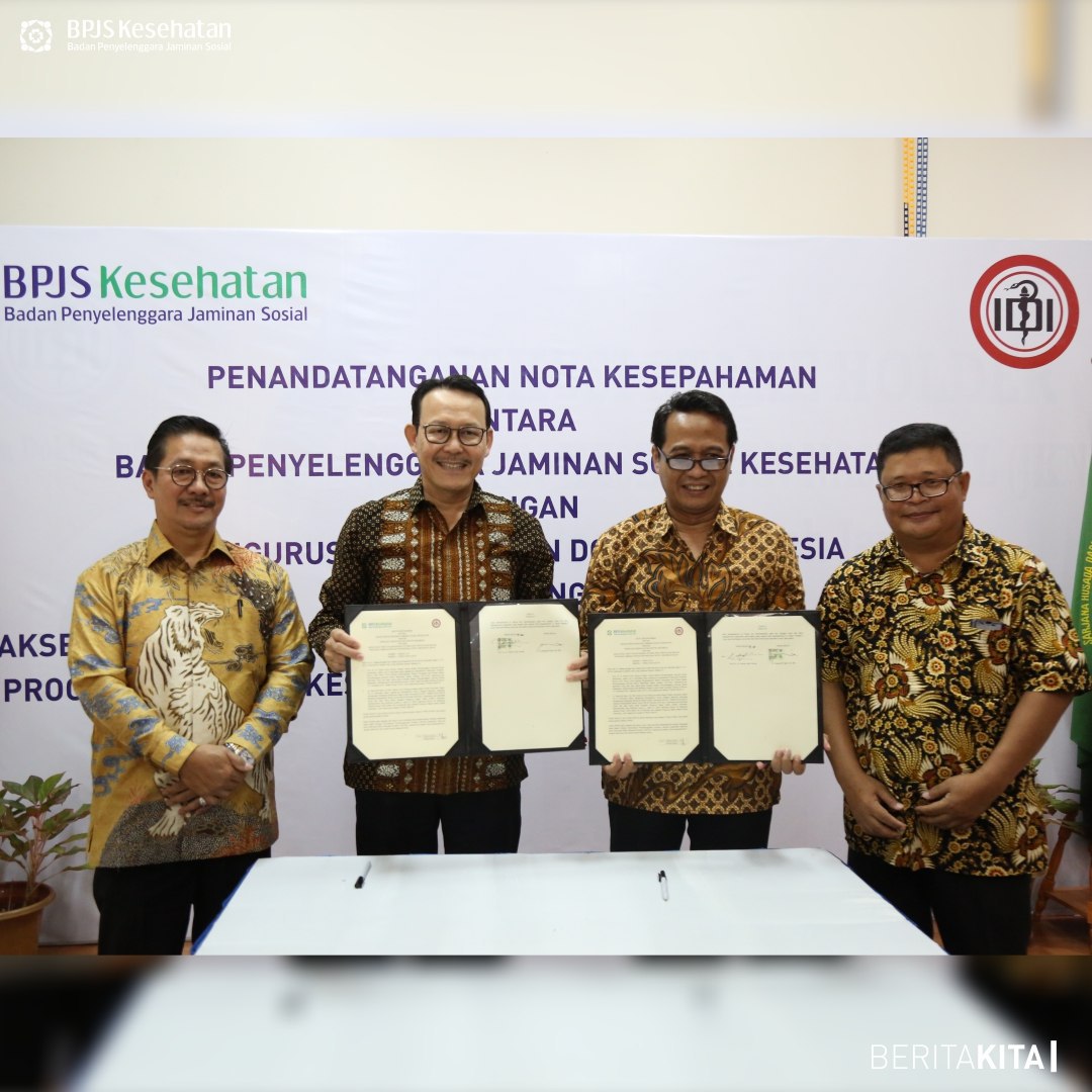 BPJSKesehatanRI's tweet photo. BPJS Kesehatan dan Pengurus Besar Ikatan Dokter Indonesia (PB IDI) sepakat untuk memperkuat kerja sama di bidang riset dan inovasi pelayanan kesehatan dalam rangka perbaikan dan kesinambungan Program Jaminan Kesehatan Nasional-Kartu Indonesia Sehat (JKN-KIS)

#BPJSIDIKerjaBersama https://t.co/maWknhjIf2