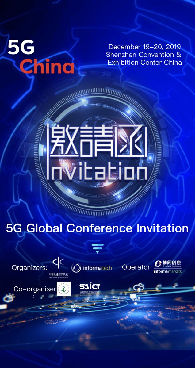 InformaMarket's tweet photo. 19-21 Dec,leaders from the MIIT and CIC, HKT, PCCW, NTT, KDDI, Huawei, ZTE, Nokia and other 5G leaders and operators such as China Mobile, China Telecom, China Unicom,CAICT and other operators The high-level and technology leaders will share advances in 5G industry opportunities https://t.co/AbZ1YMFPDV