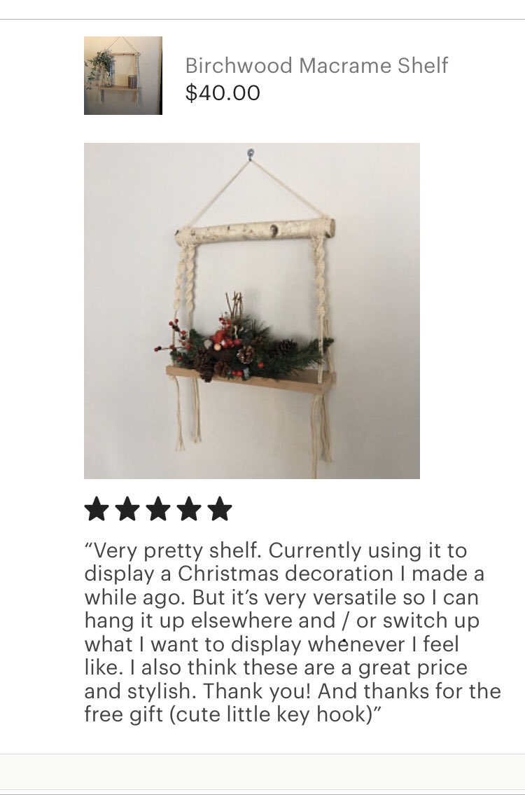 brook54638955's tweet photo. I’m literally smitten!! 🥰 I love a good review!! Someone who truly enjoys and believes in my product as much as I do makes me feel so hopeful!  
I’m truly thankful for the support I have! y’all are the best!! ❤️ 
https://t.co/urywF2Qcgz #etsy  #shopping #giftforme #shelf #boho https://t.co/bUkSkmZY6a