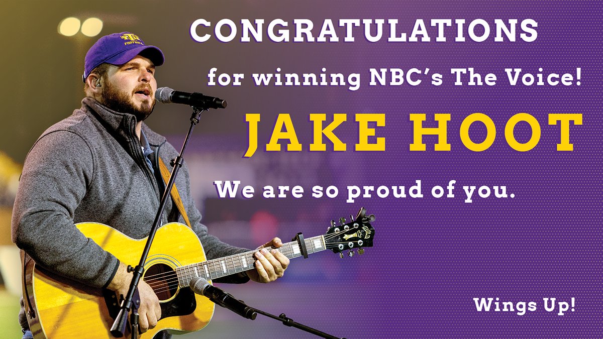 👏 Congratulations and #WingsUp, Jake! 👏
Before <a href="/NBCTheVoice/">The Voice</a> made <a href="/jakehootmusic/">Jake Hoot</a> famous, he was a winner right here on campus. He is an Interdisciplinary Studies graduate, a former Golden Eagle football player &amp; a great ambassador. We are so proud of you! #TeamHoot #WeAreTNTech