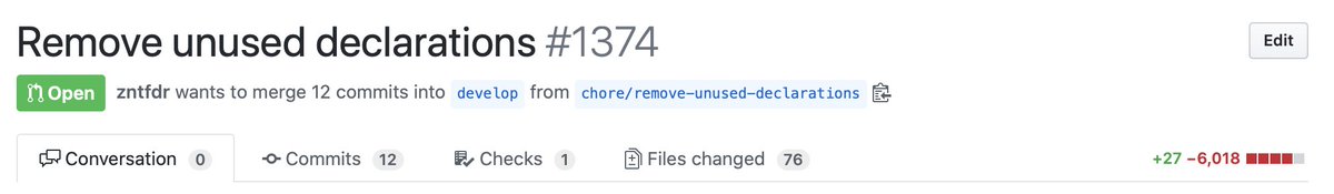 The PR showing the unused declarations removal