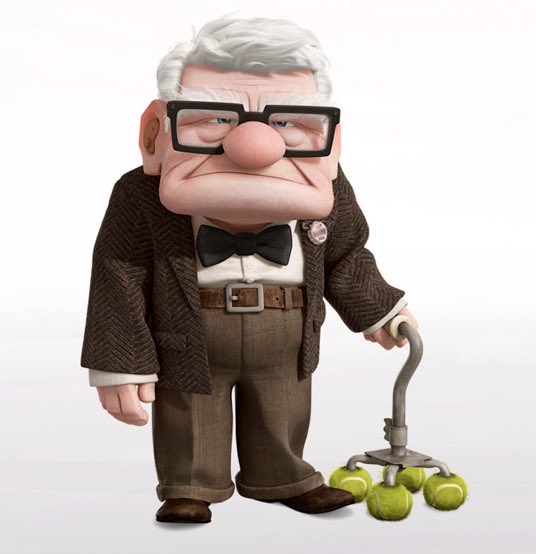 93. Carl from Up is a stubborn square with a little circular kid inside him.