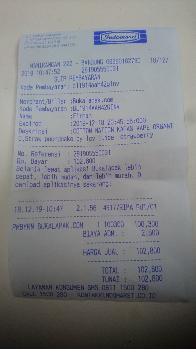 firmanmunk's tweet photo. @BukaBantuan saya sudah bayar via indomaret, namun statusnya masih menunggu pembayaran, gimana ini ? https://t.co/uIFqfjcyPr