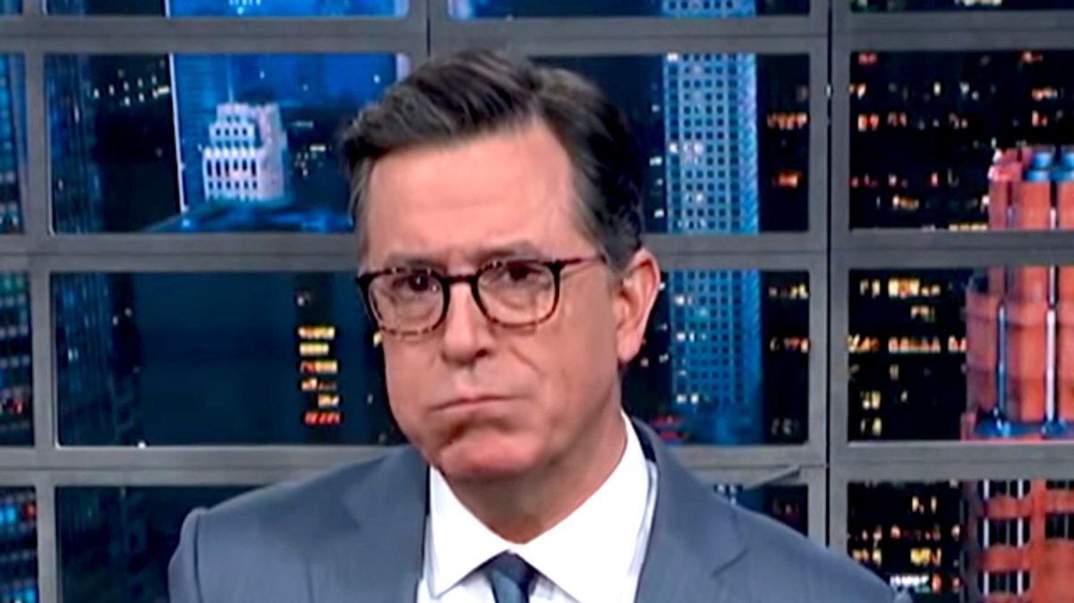 Stephen Colbert dramatically read aloud excerpts from Trump's letter to Nancy Pelosi -- which he described as a legal mishmash mixed with one of Trump's 'signature angry word smoothies.' huffp.st/0gRZbot