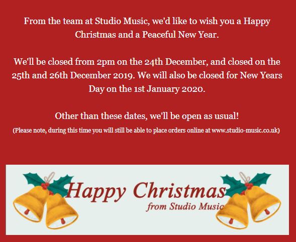 _StudioMusic's tweet image. Just a quick update on our Christmas opening hours, and to wish you all a Happy Christmas! We'll be closed from 2pm on 24th Dec, and closed from 25th-26th Dec. We will close again for New Years Day on 1st Jan.

Have a wonderful Christmas and a Peaceful New Year. 🎅🎄⛄️🎉🎁💕