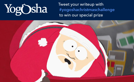 Hi hunters, thanks for participating to our challenge, ending this sunday ! To win our special prize, tweet your writeup with #yogoshachristmaschallenge. Don't forget to submit your flag : bit.ly/2POcRFn