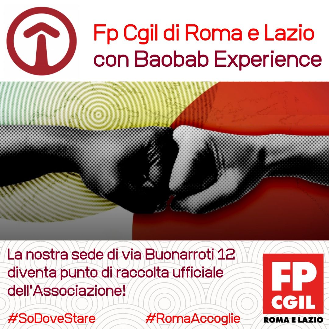 Siamo sempre stati al fianco del Baobab, offrendo spazi, beni, cibo e vestiti durante lo sgombero e nelle altre occasioni di raccolta. Oggi diventiamo punto di raccolta ufficiale <a href="/BaobabExp/">Baobab Experience</a> di Roma.

Leggi di più: tinyurl.com/r56arhq

#SoDoveStare
