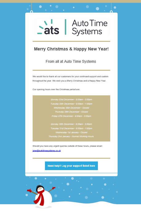 AutoTimeSystems's tweet photo. Merry Christmas and Happy New Year from ATS🎄🎅🎉 https://t.co/CV4DpiYUT2