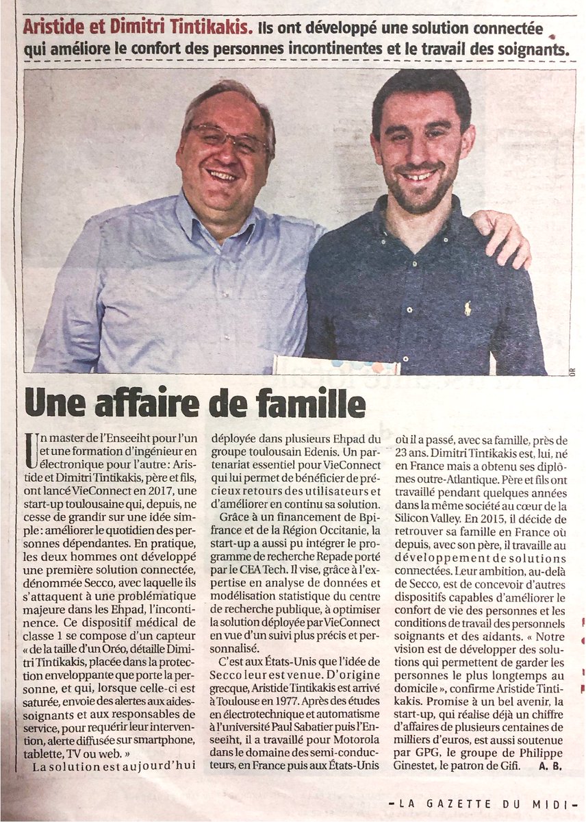 {PRESSE} : 📰 

Merci à la Gazette du Midi pour cet article sur l'histoire de <a href="/VieConnect/">VieConnect</a>  et sur tous les projets que nous entreprenons et entreprendrons ! 

Pour consulter l'article : bit.ly/2PylVj2