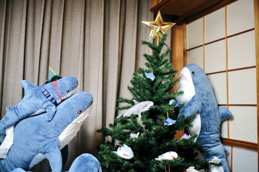 Sharks around a christmas tree