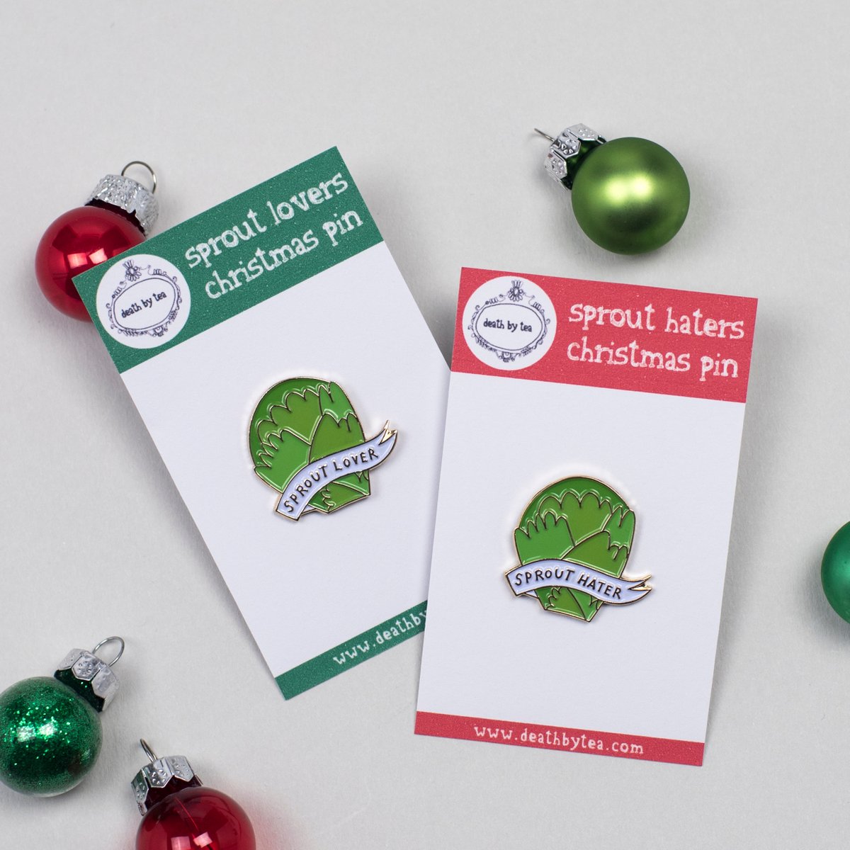 Today is your LAST CHANCE to get your mitts on these sprout pins via the medium of the internet as I'm shutting up shop tonight! Get 'em whilst they're hot, boiled to death, cooked in bacon and chestnuts I don't care, but order them now or forever hold your sprout based peace.