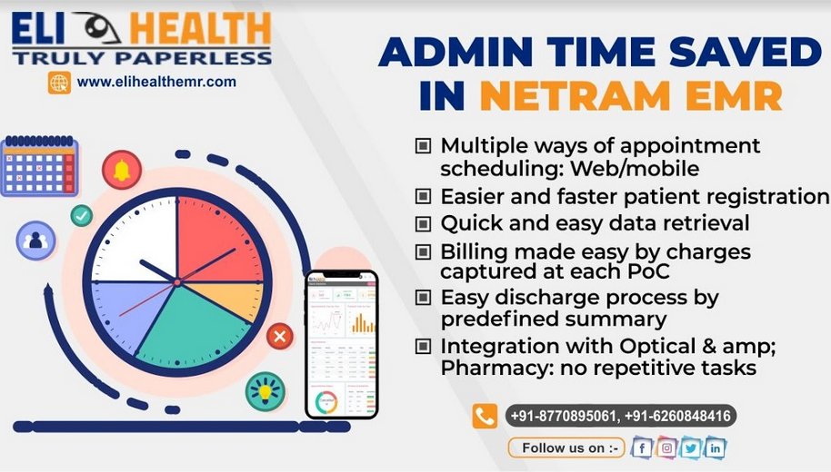 eli_emr's tweet photo. Admin Time Saved in Netram EMR
#netramemr #appointmentscheduling #patientregistration #paperlessprocess #opticalintegration https://t.co/AqSRFpdJJM