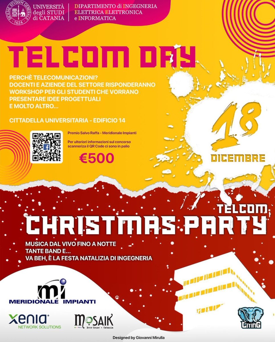 gschembra's tweet photo. Oggi il grande evento delle telecomunicazioni a Catania. Fino alle 20. 00 la parte scientifica, e poi il concerto di Natale, con la partecipazione della Frequency Band, il nostro gruppo musicale, dei docenti di TLC https://t.co/CWqMKHP2l8