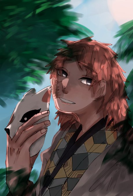 せぼねさんがTwitterに投稿した錆兎(鬼滅の刃)のイラスト。