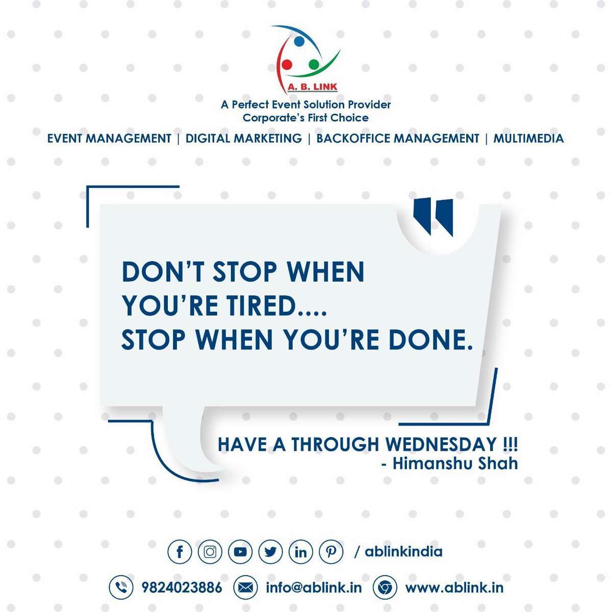 ablinkindia's tweet photo. Wednesday Post
#ablink #ablinkindia
#TheEventPlanner #EventManagement
#Religiouseventmanagement
#CorporateEventManagement
#WeddingEventManagement
#GovernmentEventManagement
#NGOEventManagement
#Socialeventmanagement
#DigitalMarketing
#socialmediamarketing https://t.co/NUlff7w8EC