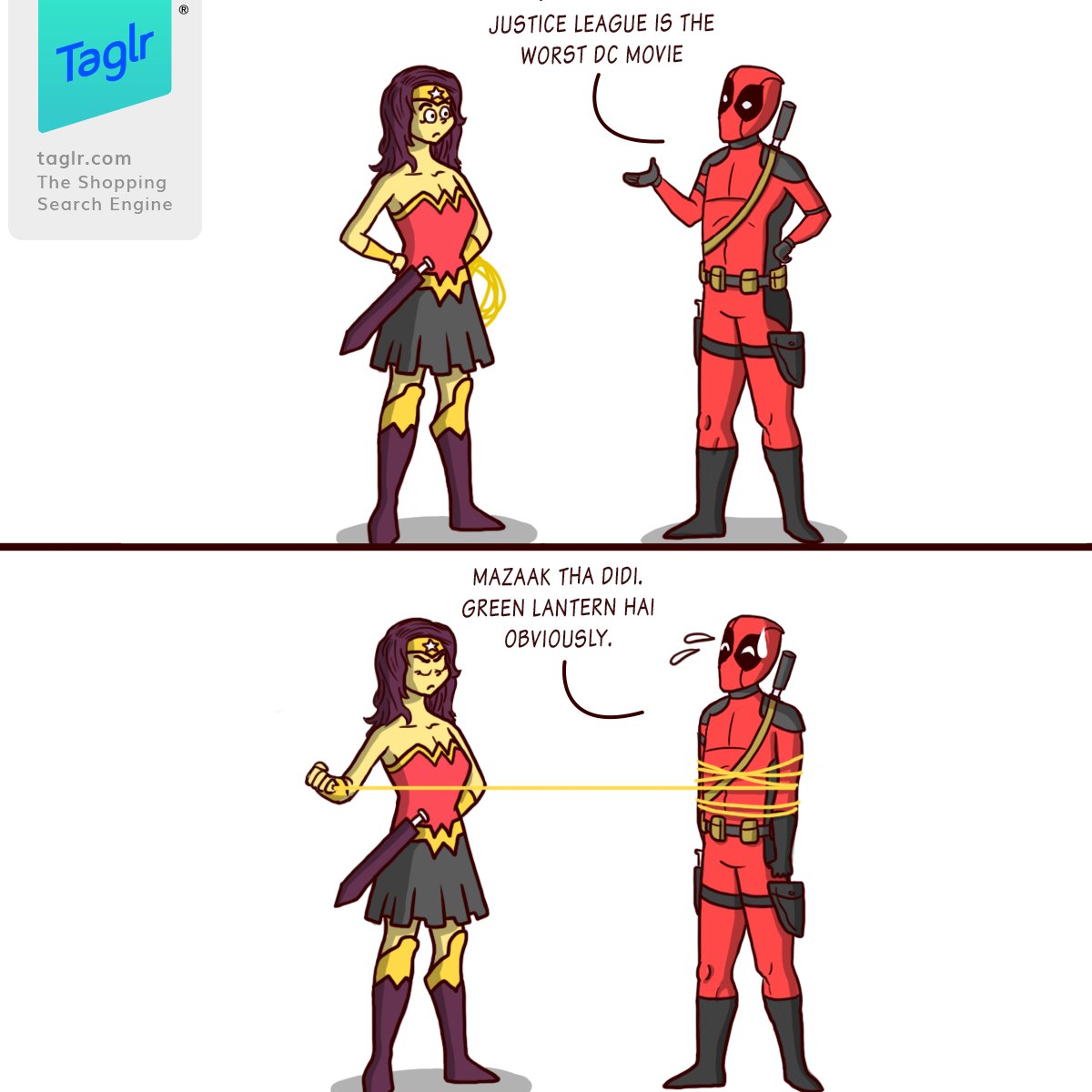 taglrindia's tweet photo. "Mere saamne Dead-shaana nahi banneka" #Marvel #DC #Desi #Memes #Crossover #Lol #ShopSmartSearchTaglr https://t.co/cLpNyzE6K9