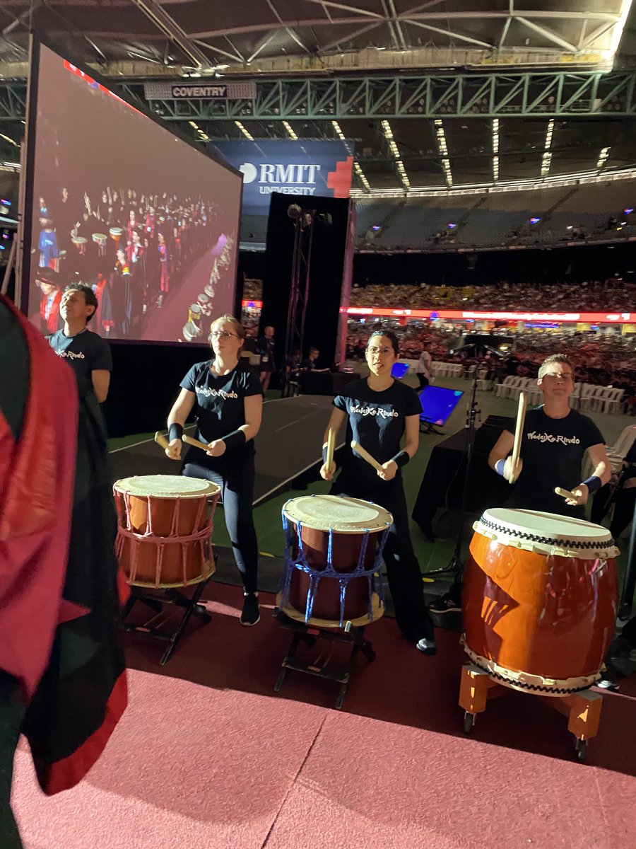 jasondowns's tweet photo. Walking as part of the academic procession past some EPIC Taiko Drummers. #awesome #RMITgrad19 https://t.co/VaLq77aN0i