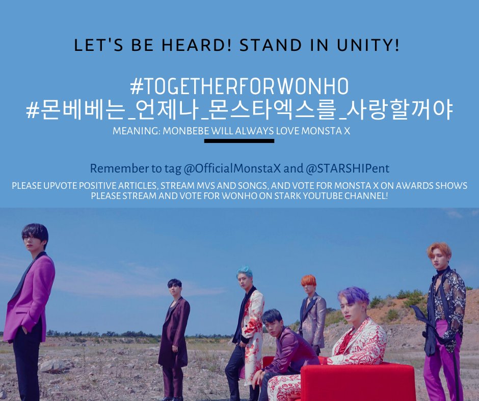 2019121812pm KST onwards87th Hashtags @OfficialMonstaX  @STARSHIPent #TogetherForWonho  #몬베베는_언제나_몬스타엑스를_사랑할꺼야