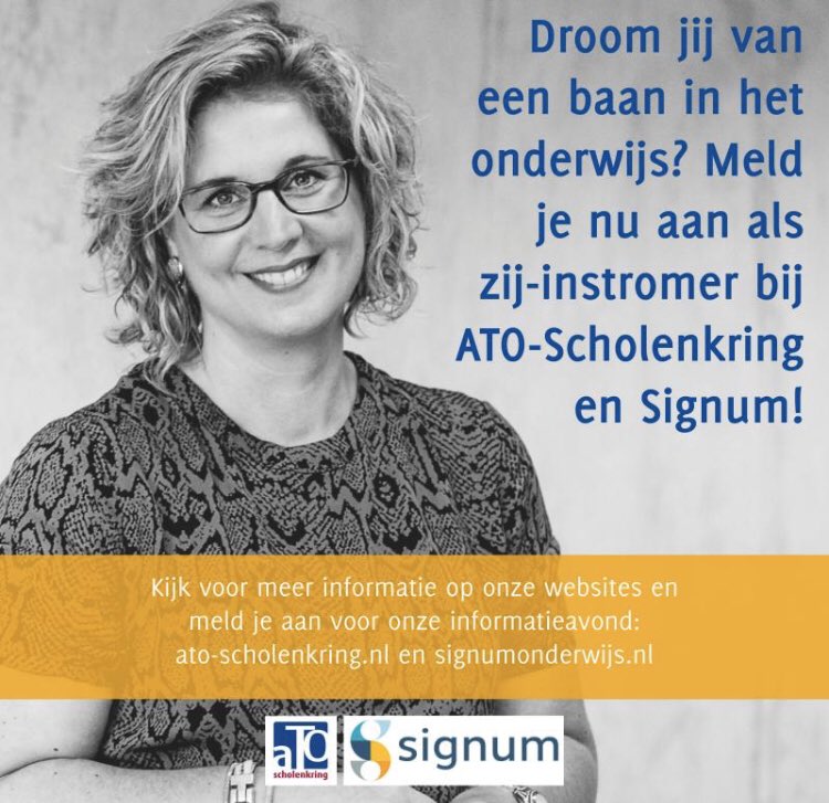 atoscholenkring's tweet image. Wil jij ook leerkracht worden? Grijp dan nu je kans en meld je aan als zij-instromer bij ATO en Signum! Meer informatie: lnkd.in/gJ75dZa 

#zijinstroom #atoscholenkring #signumonderwijs #zijinstroomtraject #leerkracht #basisonderwijs #primaironderwijs