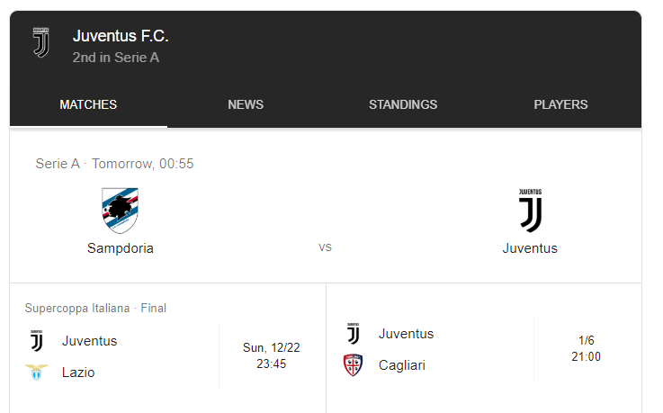 Pengingat : Jadwal Juve vs Il Samp akan dimainkan dinihari nanti , untuk yang mau streaming bisa cek di sportstream.tv cek di google juga ada