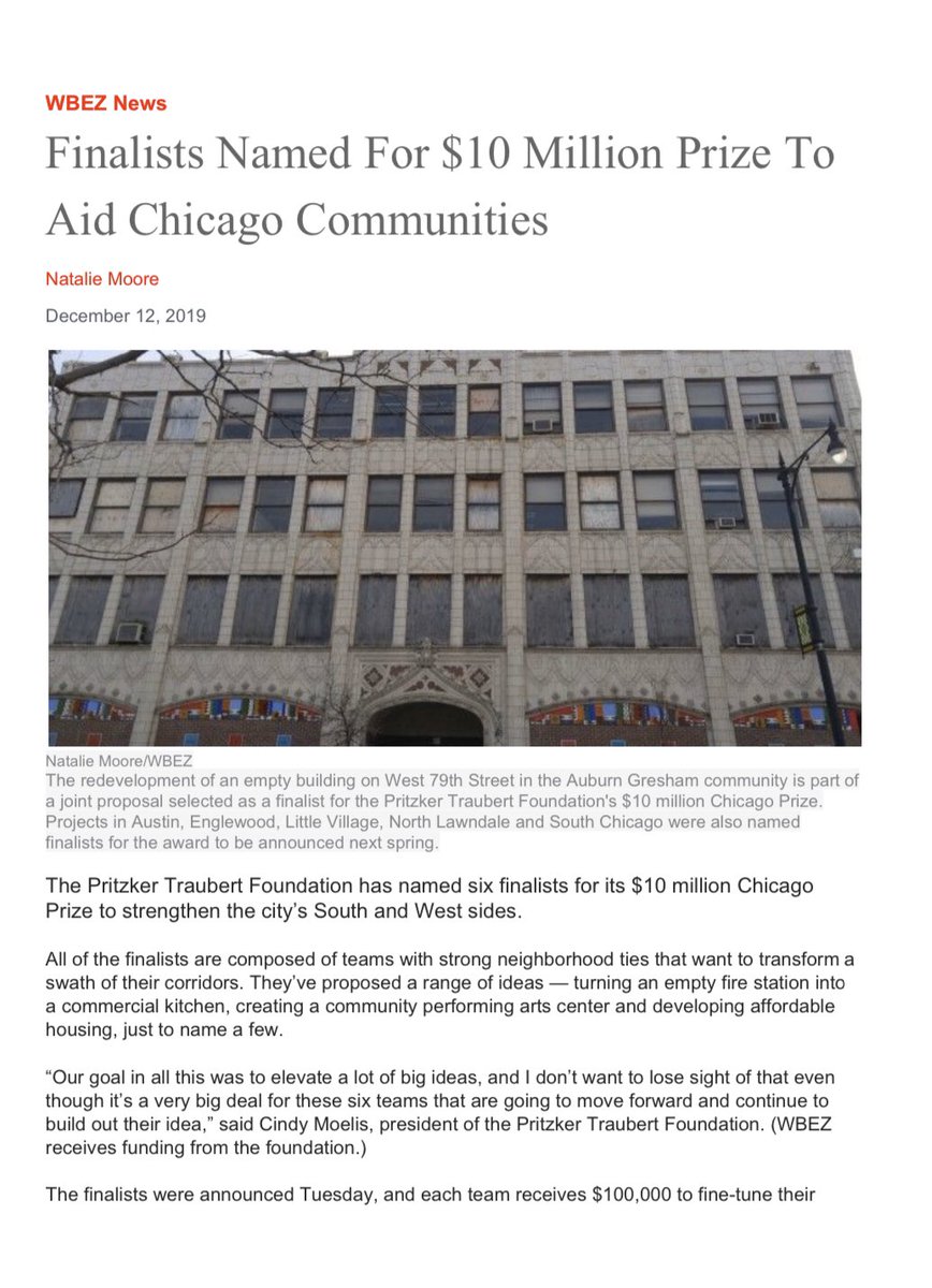 RuddResources's tweet photo. Thank you @Suntimes (Jake Wittich), @CrainsChicago (Dennis Rodkin) and @WBEZ (Natalie Moore) for covering the recent announcement of the finalists of the #ChicagoPrize, an initiative of #PTFound. #client https://t.co/3p58dvq3Ko