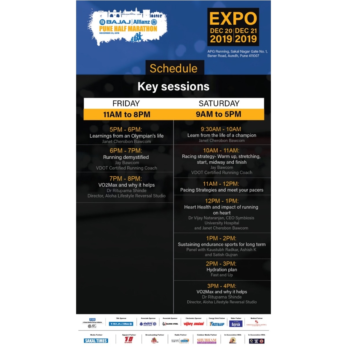 RunPHM's tweet image. Let your excitement reach on its peaks, the expo schedule is out now! Collect your BIB and attend the key session which will inspire and prepare you for the big run. 
See you on the track on 22nd December!
#BAPHM