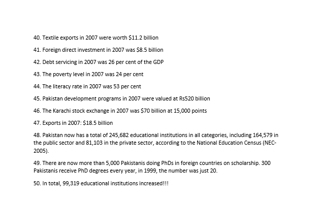 SMRizzo94's tweet photo. This is what Pervez Musharraf did in his tenure!!!
 
#Musharaf_Hero_Of_Pakistan Musharraf Akbar Bugti #KhosaTargetingArmy #WednesdayWisdom Traitor Sharif https://t.co/Ib11nvaKoy