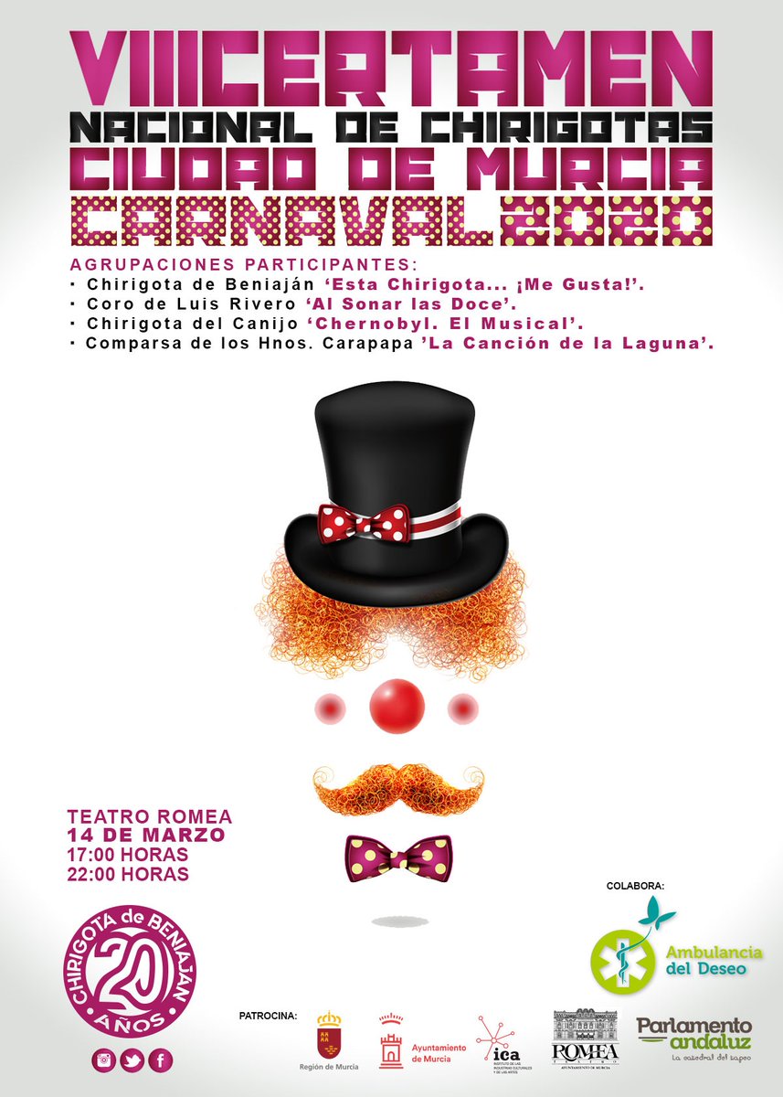 ¡Buenos días, amigos!
¿Qué pensábais, que esto quedaría así?
¡Ni hablar!
Este año es nuestro 20° cumple y esto no podía quedar así.
Rematamos el cartel con el <a href="/CoroLuisRivero/">Químbara</a>, "Al sonar las doce".

Muy atentos a las redes porque en breve os anunciaremos la venta de entradas.