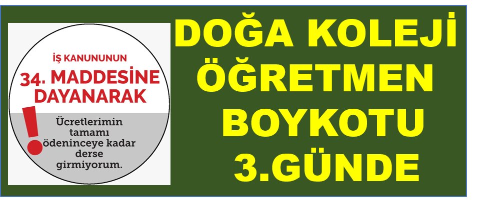 Okul yönetiminden açıklama dün de gelmedi. Üçüncü günde de iş bırakma hakkını kullanmaya devam ediyoruz.
Taleplerimizi tekrar sıralıyoruz:
1-Aylardır ücret almıyoruz. Ücretlerimiz derhal ödensin
2-Eğitim hakkı güvence altına alınsın
#ÖğretmeneSaygı
#DoğaKolejiÖğretmenBoykotu