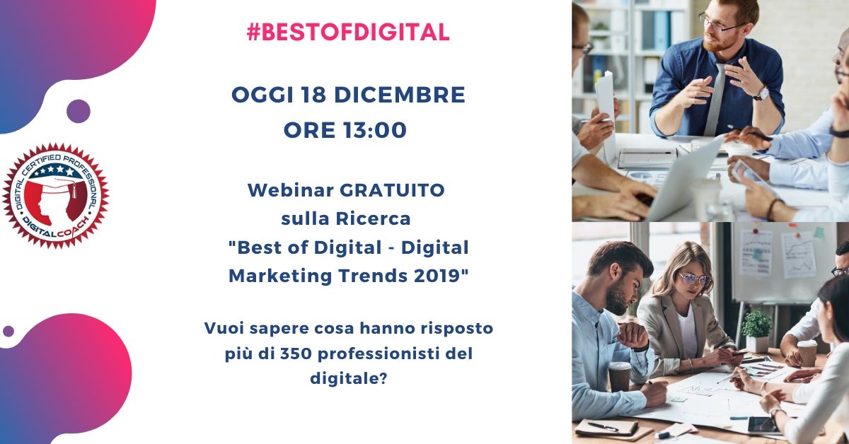 lukpapa's tweet photo. ☕ Vuoi conoscere i risultati della nostra ricerca
"Best of Digital - Digital Marketing Trends 2019" online e in diretta?

Quando? Oggi alle 13:00
Iscriviti ora è gratuito 👉https://t.co/tDEkEBtl5f

#digitalmarketing #bestofdigital
@DigitalCoachIT @EnzoRimedio @gioengio https://t.co/f3qnPK97jr