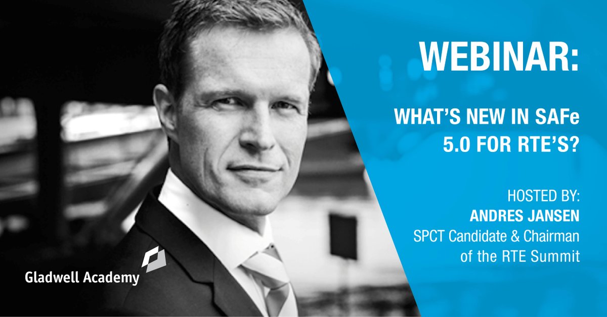 Are you an #RTE or soon becoming one? In this webinar on Feb 4th, Andres Jansen is shedding a light to SAFe 5.0 and its updates for RTEs. 
Register here: ow.ly/O6K850xBqIq 
#RTE #RTESummit #SAFe