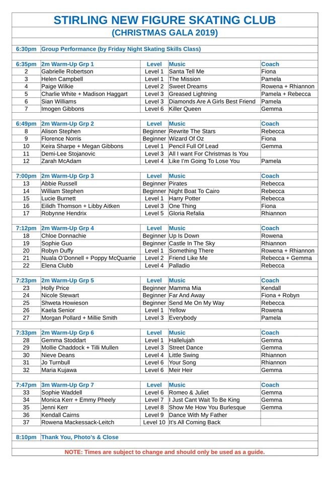 SNFSC_UK's tweet photo. It’s Gala time!  Come along on Friday night to support our skaters and enjoy some entertainment as they perform their Christmas programmes. @thepeakstirling
Warm up ice available from 6pm. The timetable is available. Please remember this is a guide only, can run early or late. https://t.co/yPoB7ztI49
