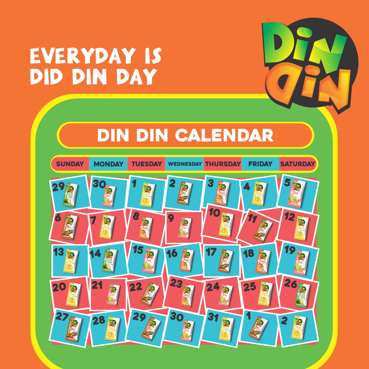 dindin_world's tweet photo. Din Din har din!
#MDPH #dindin #confectionery #candy #indiancandy #foodie #candylover #toffee #eeeeeats #sweets #chocolate #yum #dessert #christmas #foodporn #baking #saturday #cake #shop #sweetbags #candybags #package #marsmallows #december #eat #time #orange #calendar https://t.co/TSb8RlXjIF