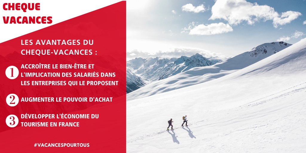 ANCVacances's tweet photo. Nous sommes très fiers de proposer le #ChequeVacances qui est un véritable outil de développement 📈 #VacancesPourTous 
Voici les 3 principaux avantages du Chèque-Vacances 
👇 https://t.co/0QNi1zzdMP