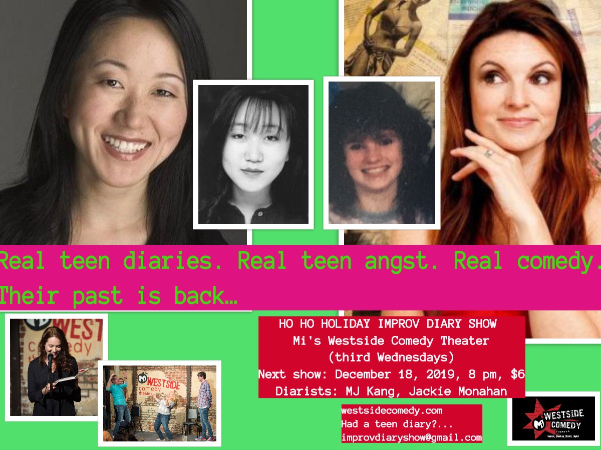 improvdiaryshow's tweet photo. #comedian #actress #writer -- @jackiemonahan and MJ Kang -- read from their teen diaries @westsidecomedy
 2nite 8p + #improv https://t.co/aUe1ErAY6K     .
@WomenNMedia #girlcrew  Join us for a fun night out! 
@LAist #event pick for the week! https://t.co/SZcgX9cXJa