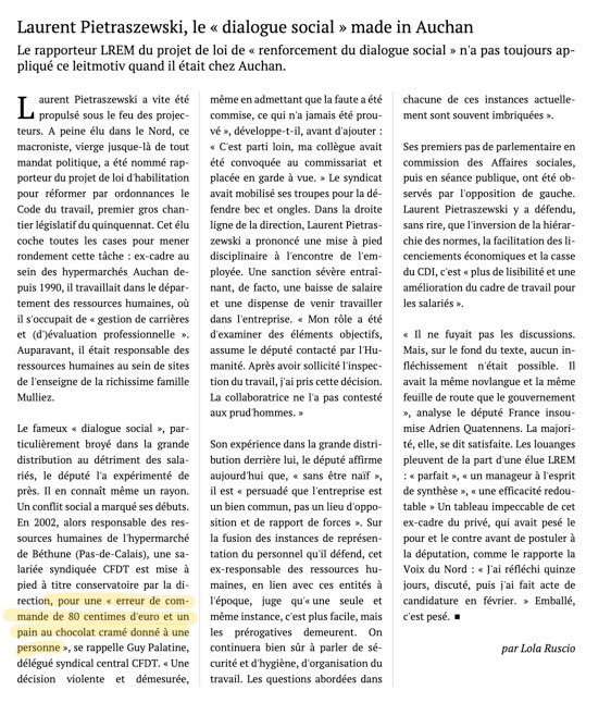 ellensalvi's tweet photo. Laurent Pietraszewski, le "dialogue social" made in Auchan (article de @humanite_fr, paru en août 2017). https://t.co/P0p0nHZkQd
