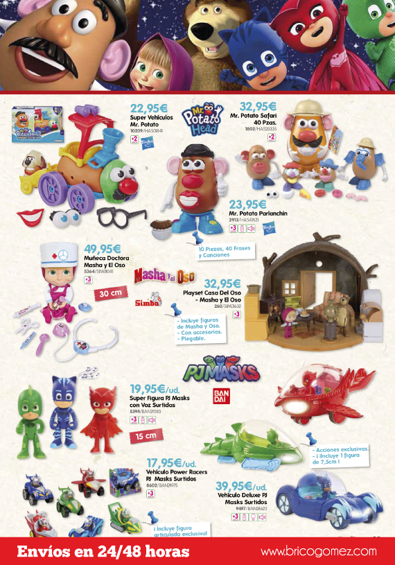 bricogomez's tweet photo. ¡Tenemos todos los juguetes de los personajes favoritos de tus hijos!
✔️ Mickey y Minnie Mouse
✔️ Mrs. Potato
✔️ Masha y el oso
✔️ Pjmasks
✔️ Peppa Pig
✔️ Toy story
✔️ Patrulla canina
✔️ Súper wings
¡Y muchos más!

Avda. de Lorca 56  #sangoneralaseca #murcia #regalos #Navidad https://t.co/2jrDFB0GGT