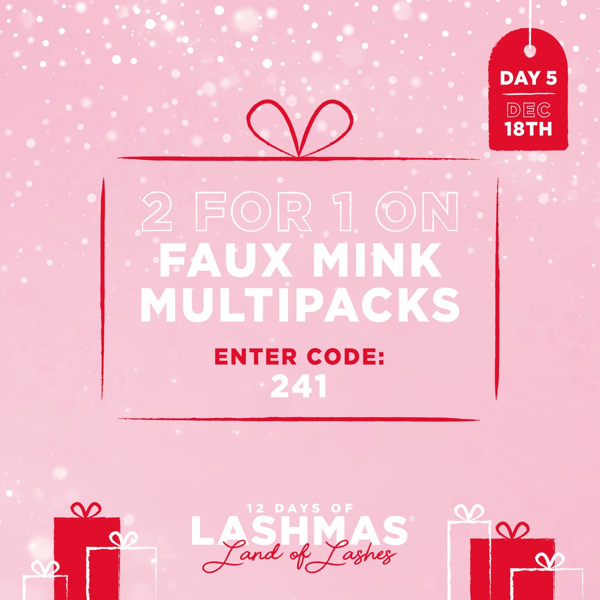 landoflashesuk's tweet photo. #Day5 of #12DaysofLashmas ๐๐
2 for 1 on Faux Mink Multipacks! ๐ Enter code: 241 at checkout ๐ https://t.co/gyEbbrkZ9v #landoflashes https://t.co/FVqkH01zz9