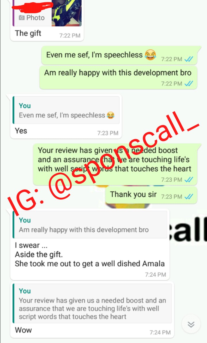 Sponscall_'s tweet photo. This type of feed back is a testament to the fact that we're truly impacting life's by bringing true happiness to every soul we come in contact with.
WhatsApp to book your Order:
07034229495 (NG)
83 688 0125 (SA)
250-618-7750 (CA)
#surprisecall #sponsoredcall https://t.co/sksojrvNIP
