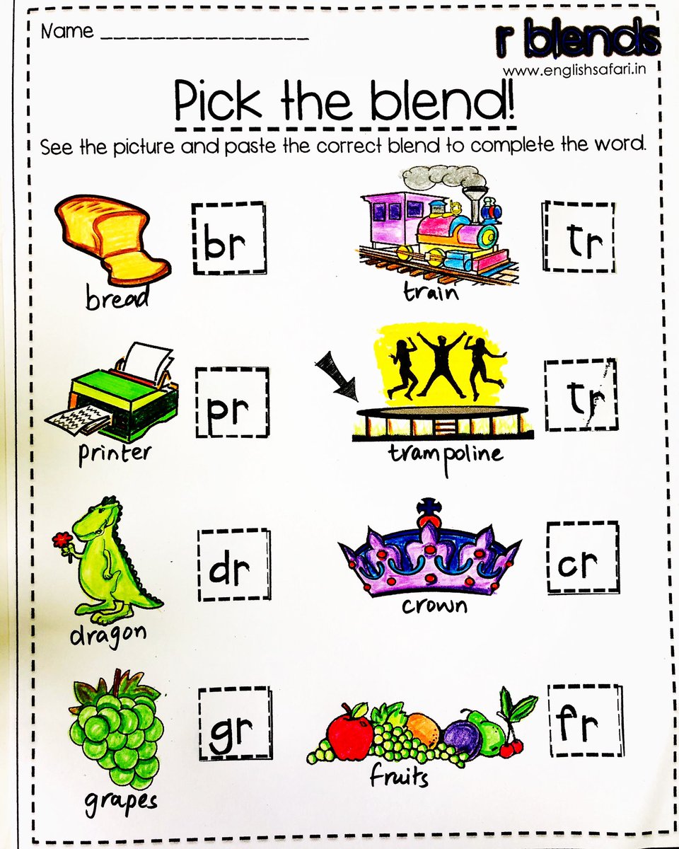 englishsafari on twitter free stick the r blends download this worksheet by clicking on the link below https t co foqxbtxhg2 jollyphonics phonics phonicssafari phonicsindia consonantblends kindergarten preschool preschoolteacher