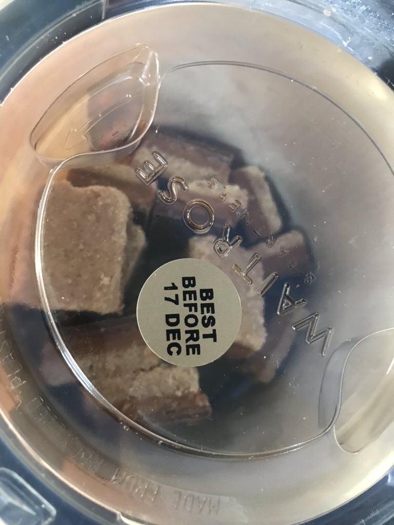 KazeeWo's tweet photo. @waitrose just bought these from the Gosport branch.. they’re out of date? Is that okay? You might want to tell them that there’s more on the shelf https://t.co/avh4NqlPrG